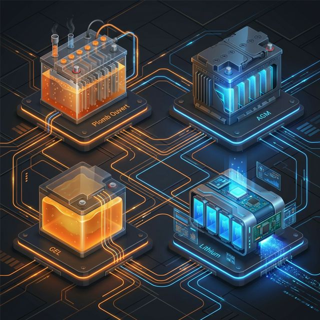 3D Schematic of OPzV, AGM and Lithium Batteries
